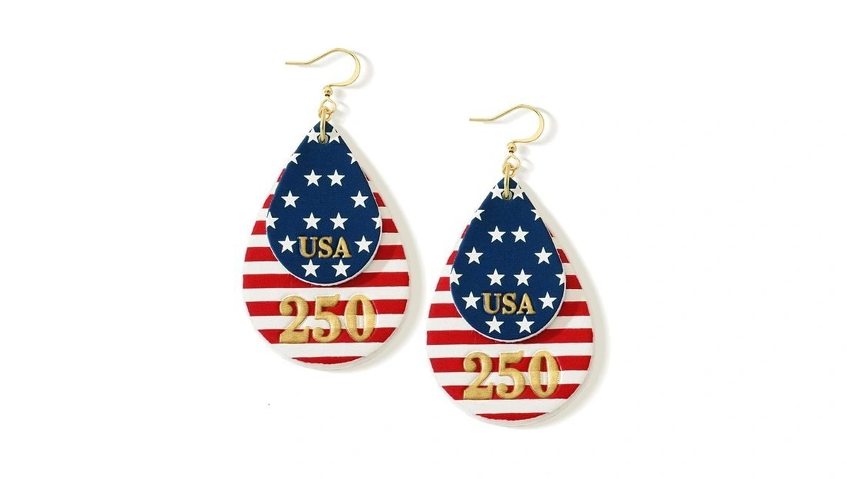 Wowshow Patriotic Earrings 250th Usa Merchandise American Flag Earrings