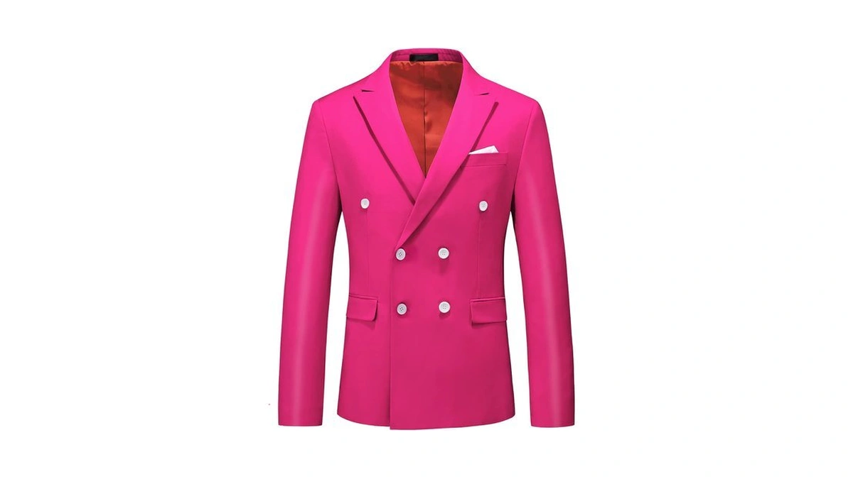 Mogu Men's Double-breasted Suit Blazer Slim Fit Solid Color Sport