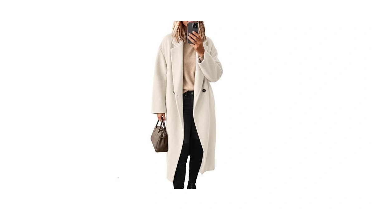 Lillusory Women's Winter Double Breasted Wool Coat Apricot M
