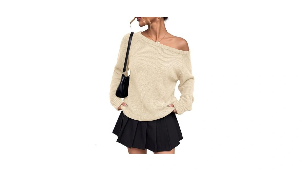 Zenlonr Womens Off The Shoulder Sweater 2026 Fall Outfits(apricot,m)