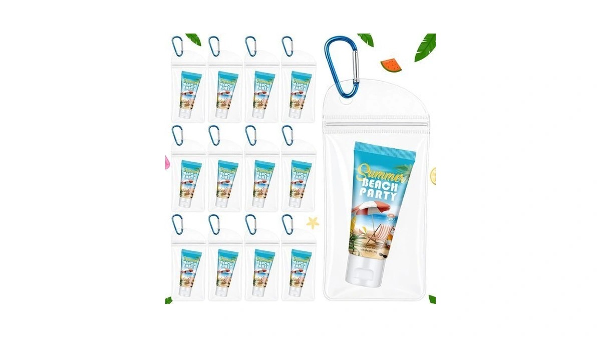 Dansib 12 Sets Mini Sunscreen Party Favors Bulk Beach Carabiner,