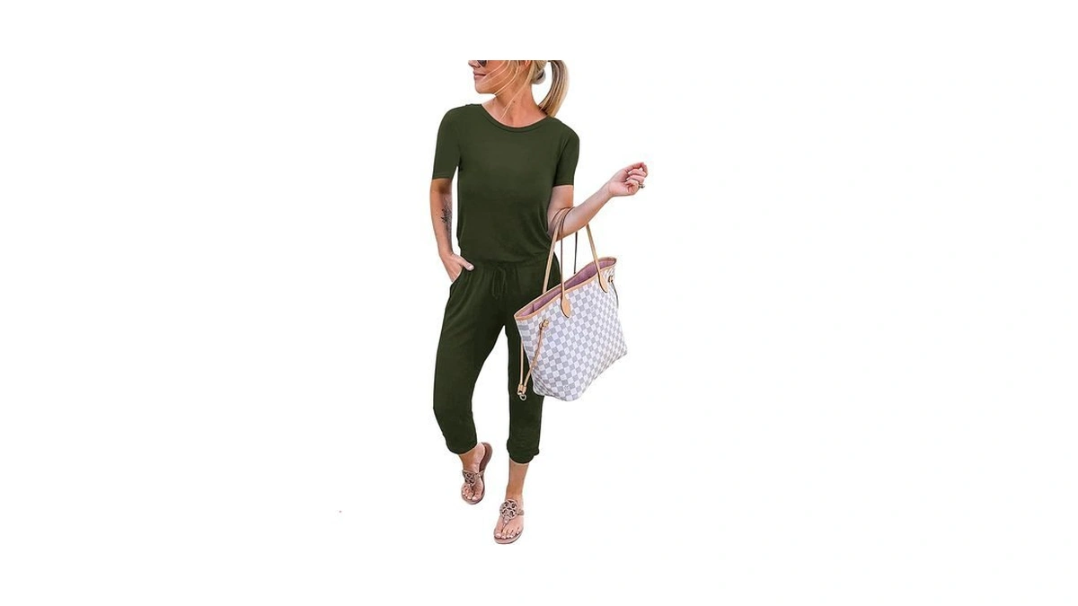 Kirundo Jumpsuits For Women Summer Casual Short Sleeve(army Green, S)