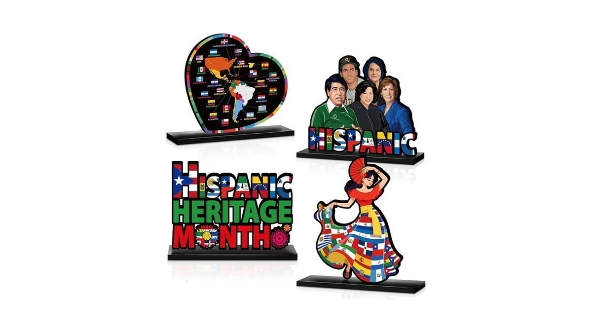 Hispanic Heritage Month Table Decoration, Wooden Latin American Centerpiece