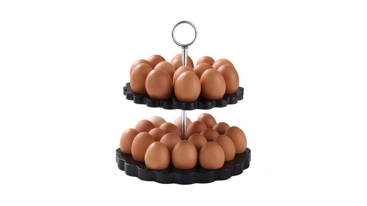 Acacia Wooden Double Layer Egg Holder For 32 Fresh Eggs,