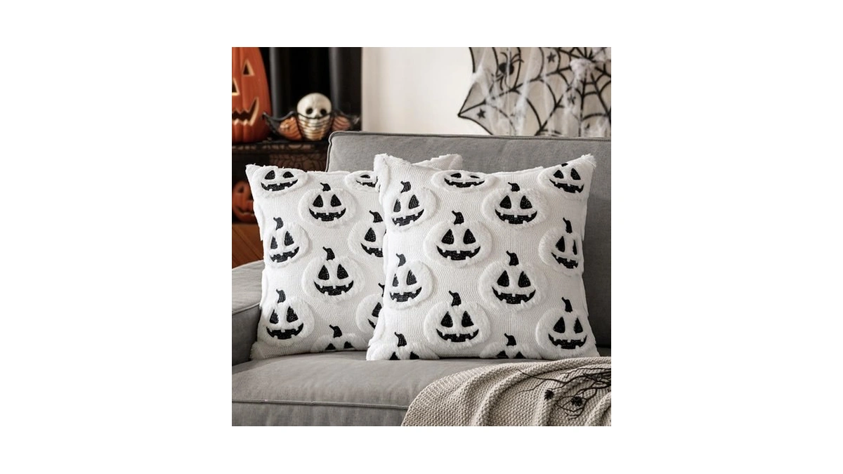 Miulee Halloween Fall Thanksgiving Ghost Throw Pillow Covers 18x18 White