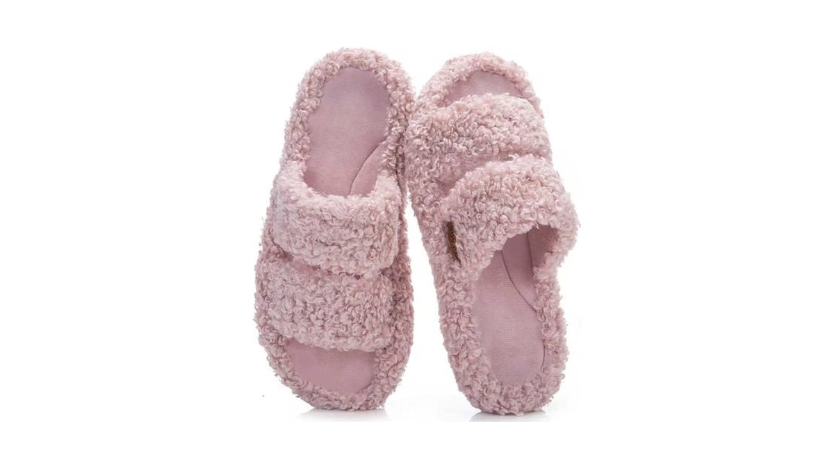 Bovty Womens Fuzzy Open-toe Slippers Memory Foam Indoor House Shoes