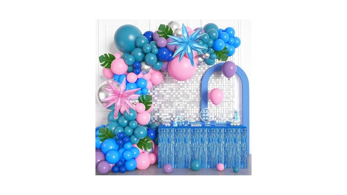 Amandir 157pcs Pink Blue Balloon Arch Garland Kit With Table