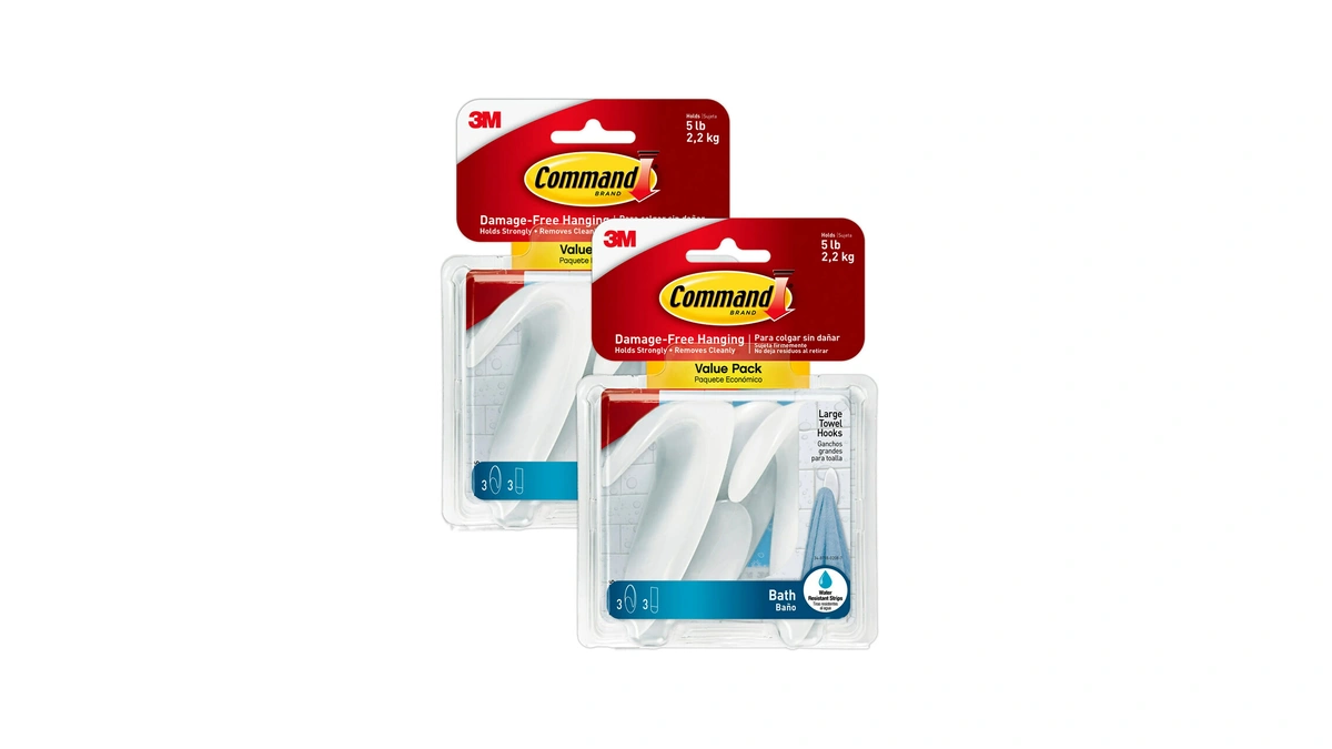 Command Bath Large Towel Hook Value Pack, Total 6 Large