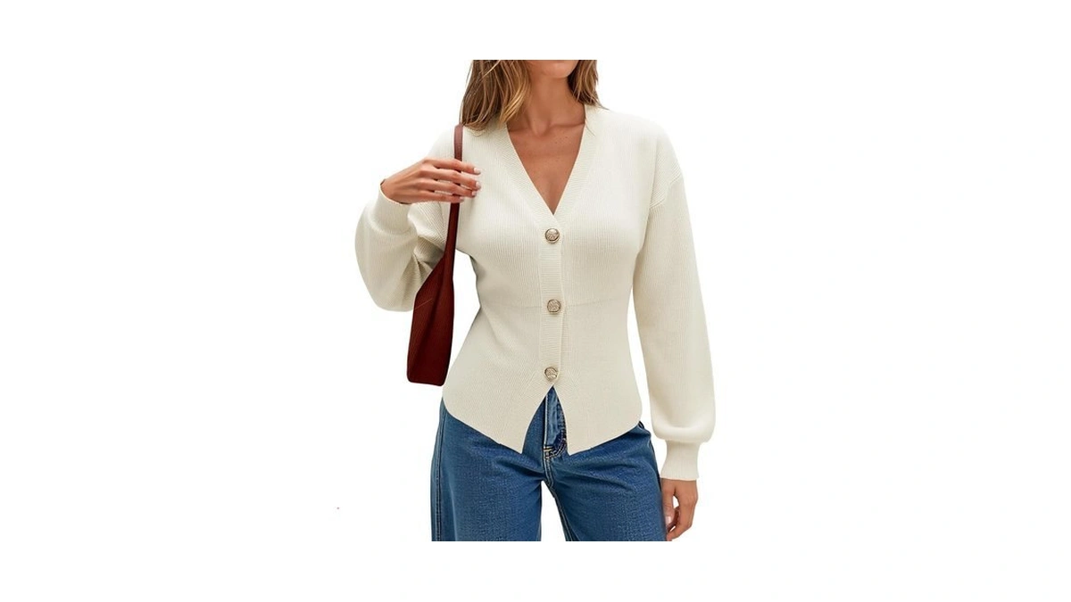 Ecowish Cardigan Sweaters For Women 2026 Fall Long Sleeve V