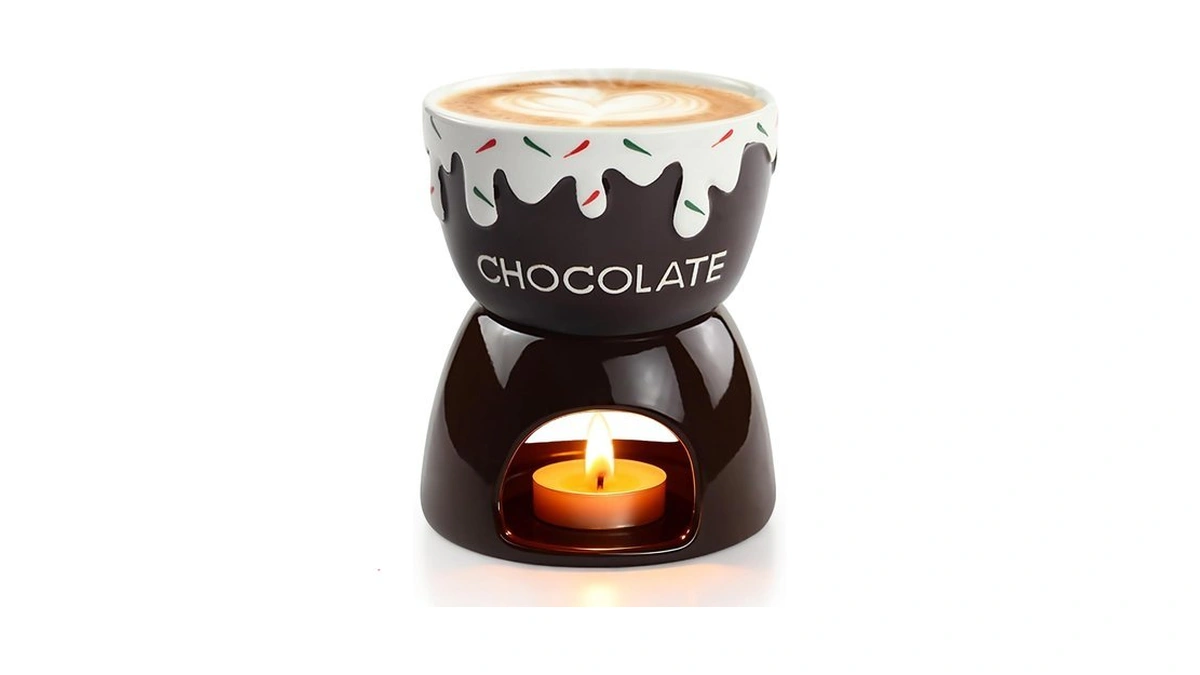 Mini Sweet Fondue Cup, Ceramic Chocolate Melting Pot And Stove