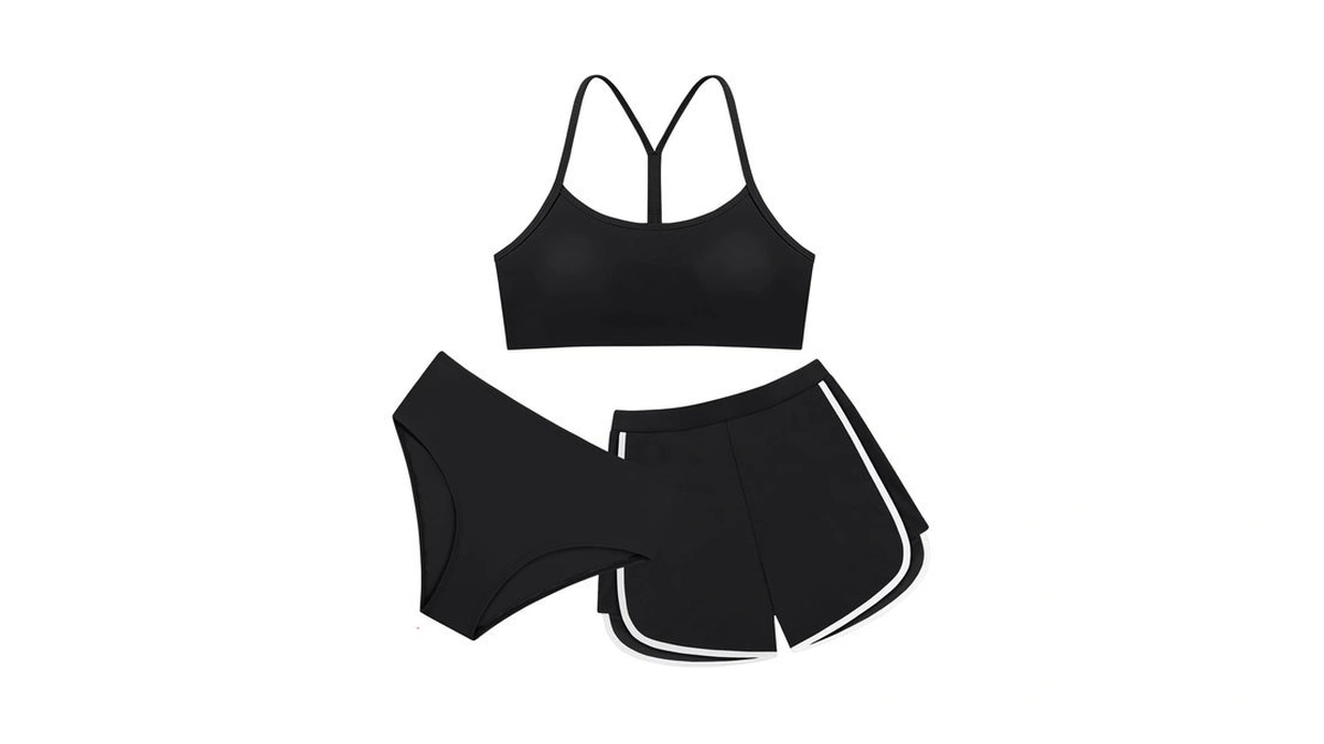 Weixinbuy Girls Swimsuit Teen Bikini 2 Piece Solid Y-strap Tween