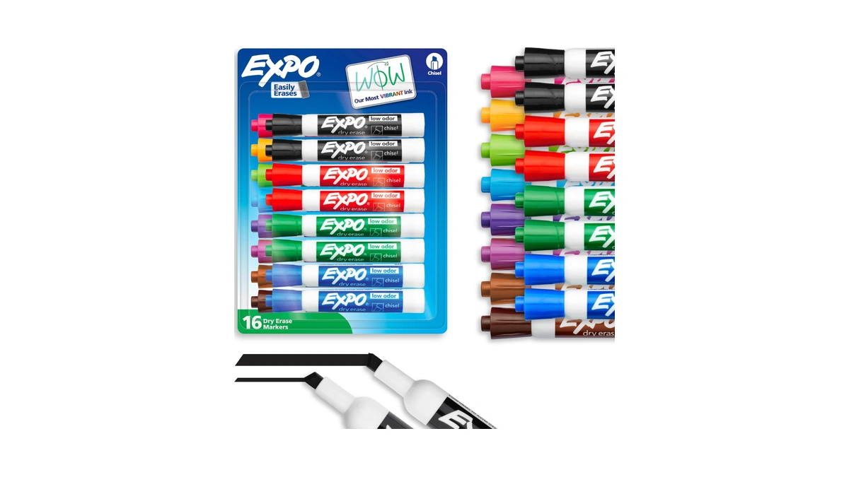 Expo Dry Erase Markers, Low Odor Ink, Assorted Colors, Chisel
