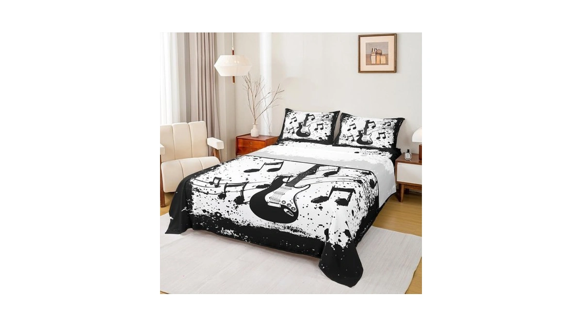 Erosebridal Vintage Guitar Twin Sheet Set Music Notes Sheets, Musical