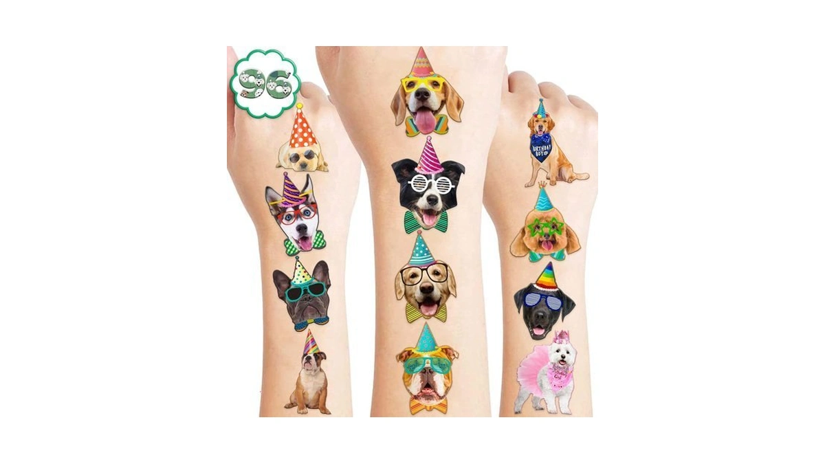 120 Pcs Dog Party Temporary Tattoos Stickers For Kids