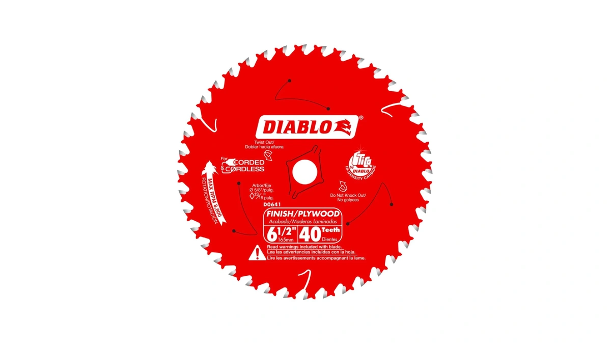 Diablo Finish Trim Saw Blade - 6-1/2" Dia, 40-teeth, 5/8"