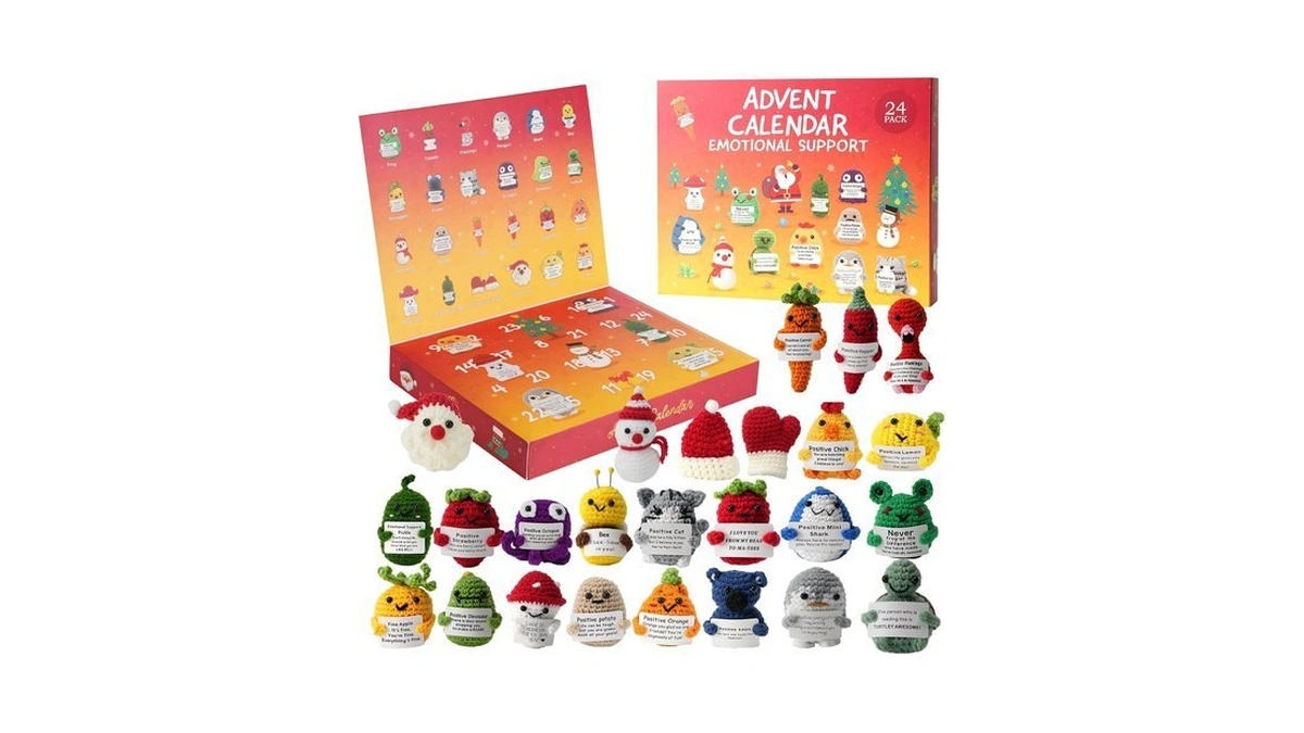 Advent Calendar 2026 Xmas Countdown Calendar With Positive Crochet Animals