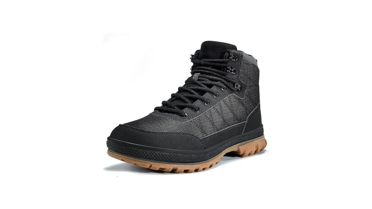 Wondamo Men's Winter Hiking Snow Boots, Carbon Black, 9 Us