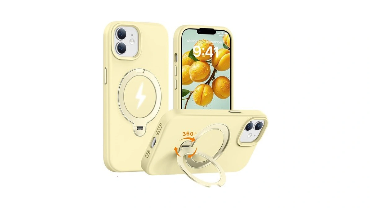 Aurysharled 360Β° Magnetic Stand For Iphone 12/12 Pro Case, Yellow