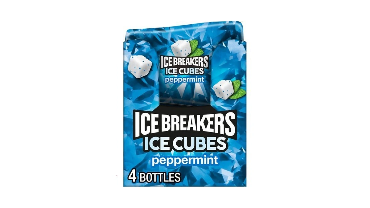 Ice Breakers Ice Cubes Peppermint Sugar-free Gum Bottles, 4 Ct