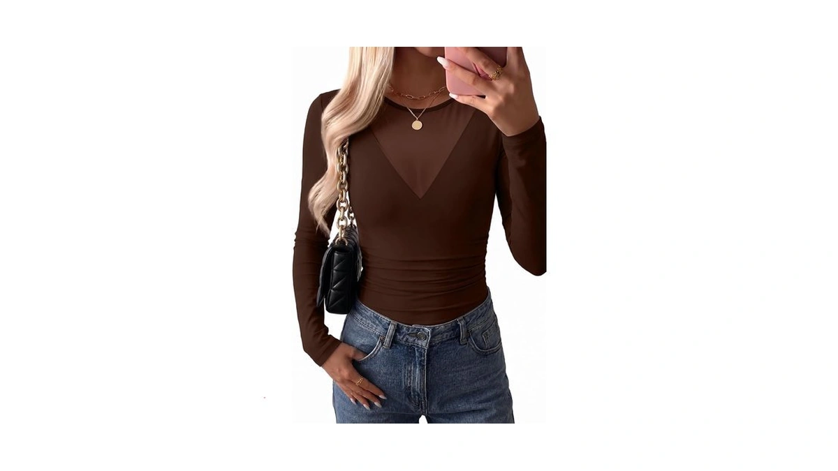 Juicici Long Sleeve Shirts For Women Underscrub Fall Clothes Mesh