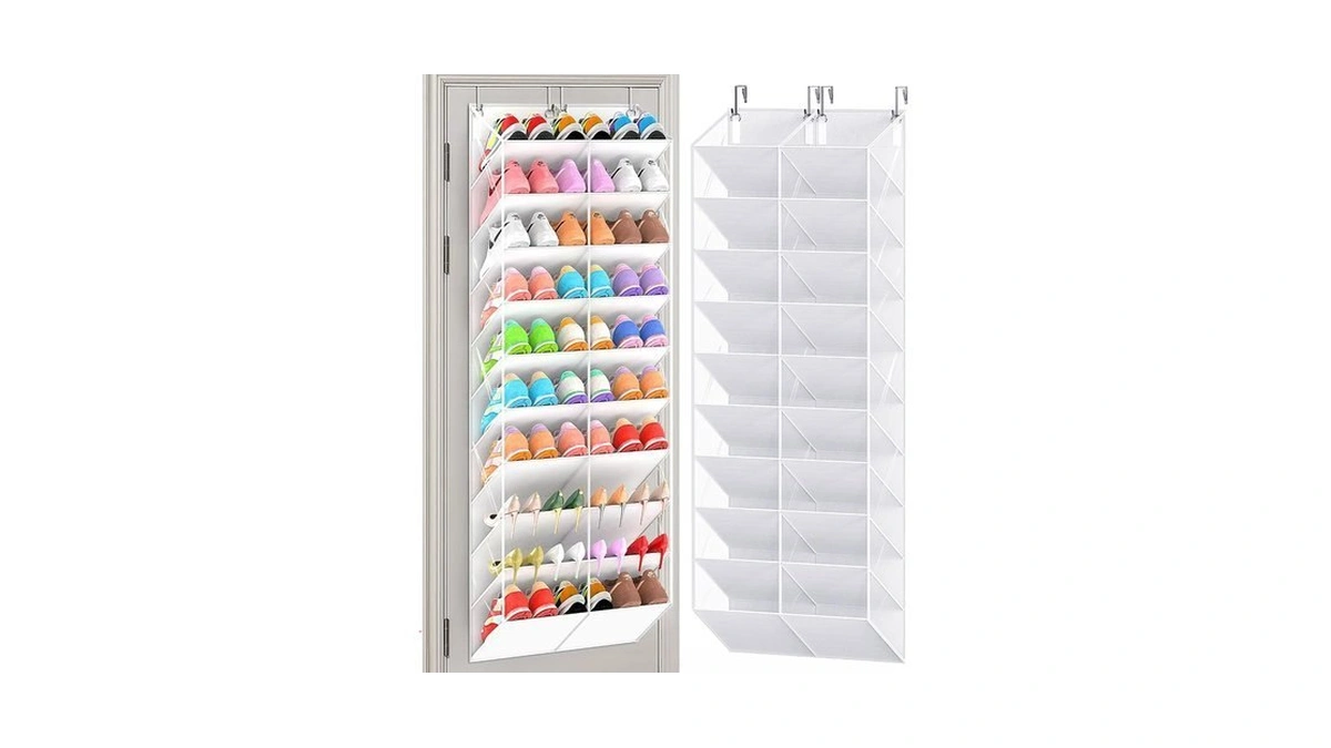 Uviahomi 20-30 Pairs Over The Door Shoe Organizer, Clear Pockets