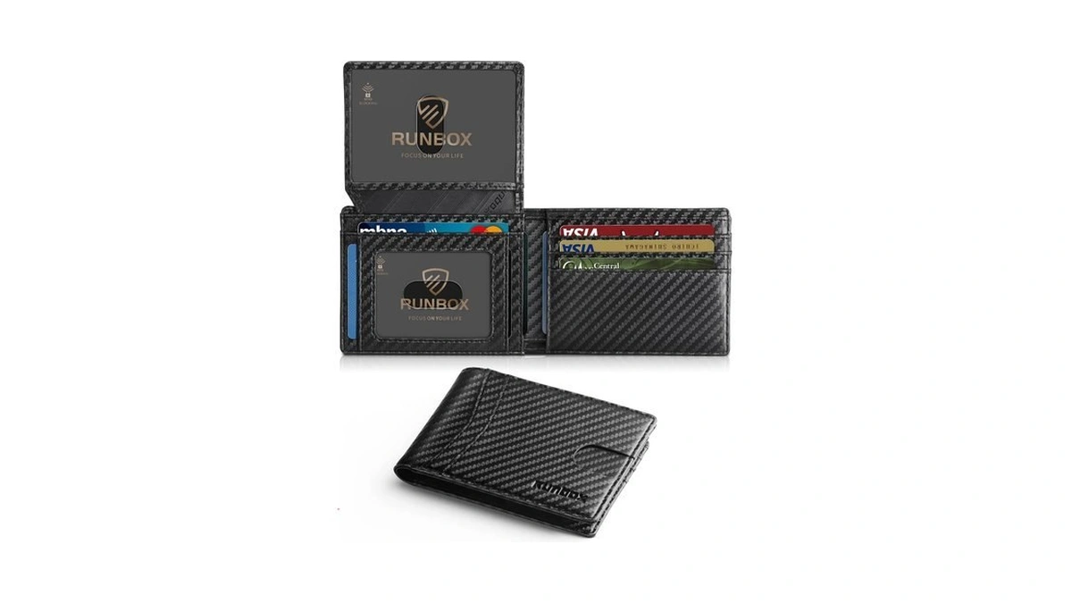 Runbox Wallet For Men Slim Leather Bifold Rfid Blocking With