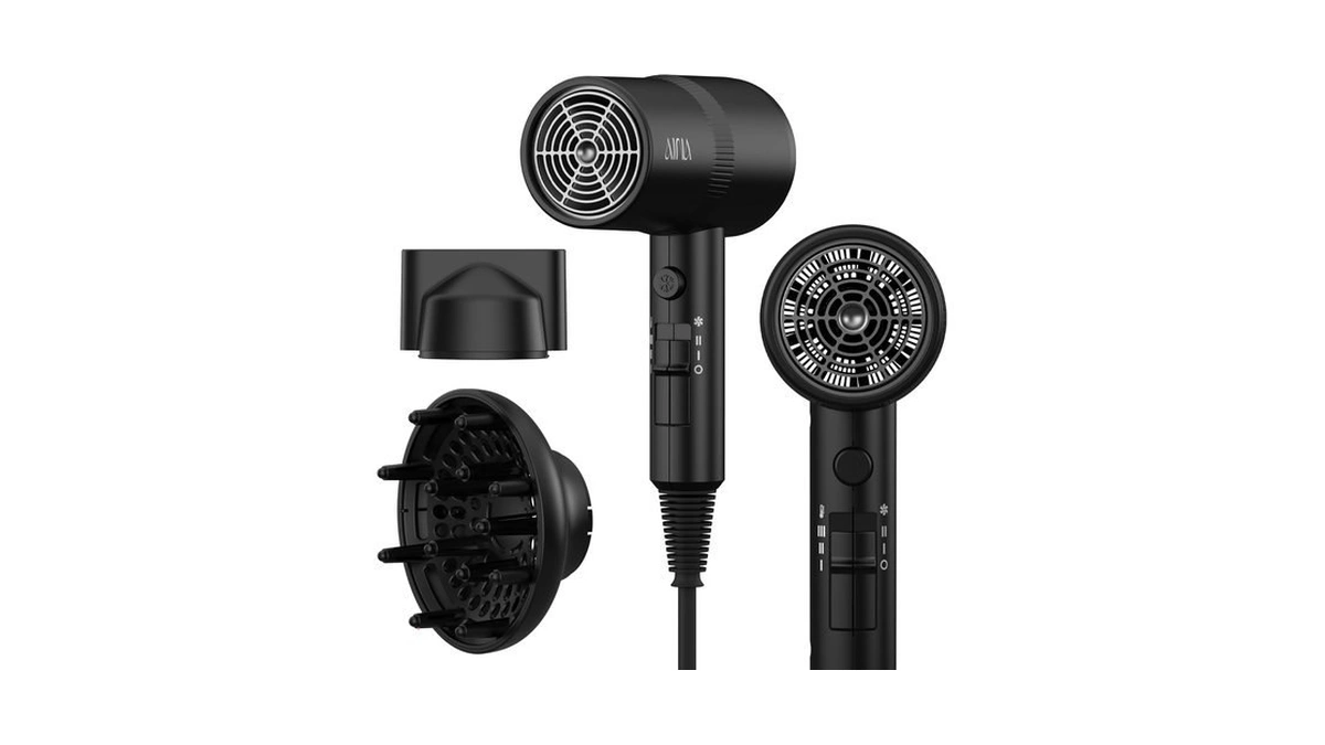 Aina Diffuser Hair Dryer Full-featured Blow Dryer 110v/1600w(vader Black)