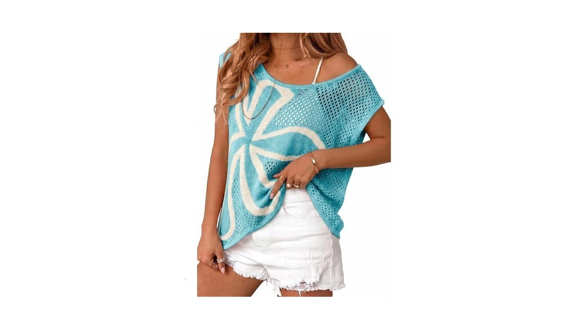 Dokotoo Summer Tops For Women Crochet Knitted Hollow Out Tops