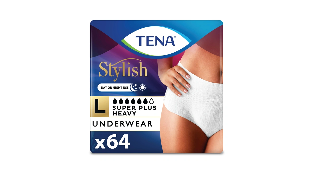 Tena Stylish White Super Plus Incontinence Underwear Women, L 37-50in