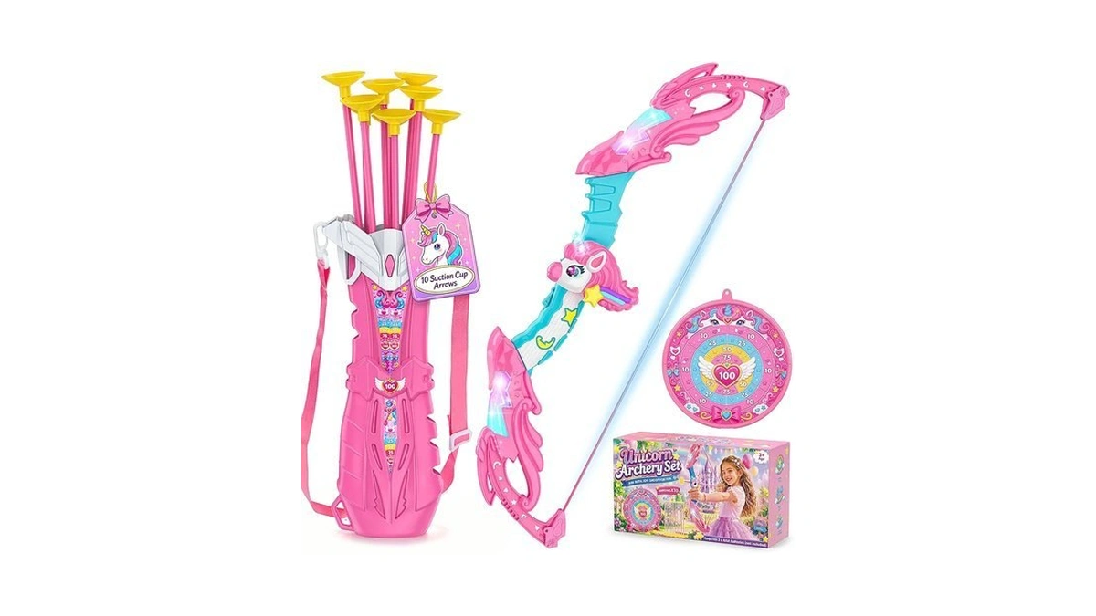 Rainbow Unicorn Bow And Arrow Set For Girls Ages 3-12,