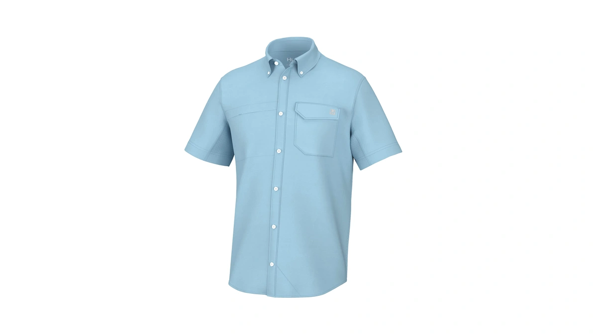 Tide Point Solid Short Sleeve Shirt, Button Down For Men