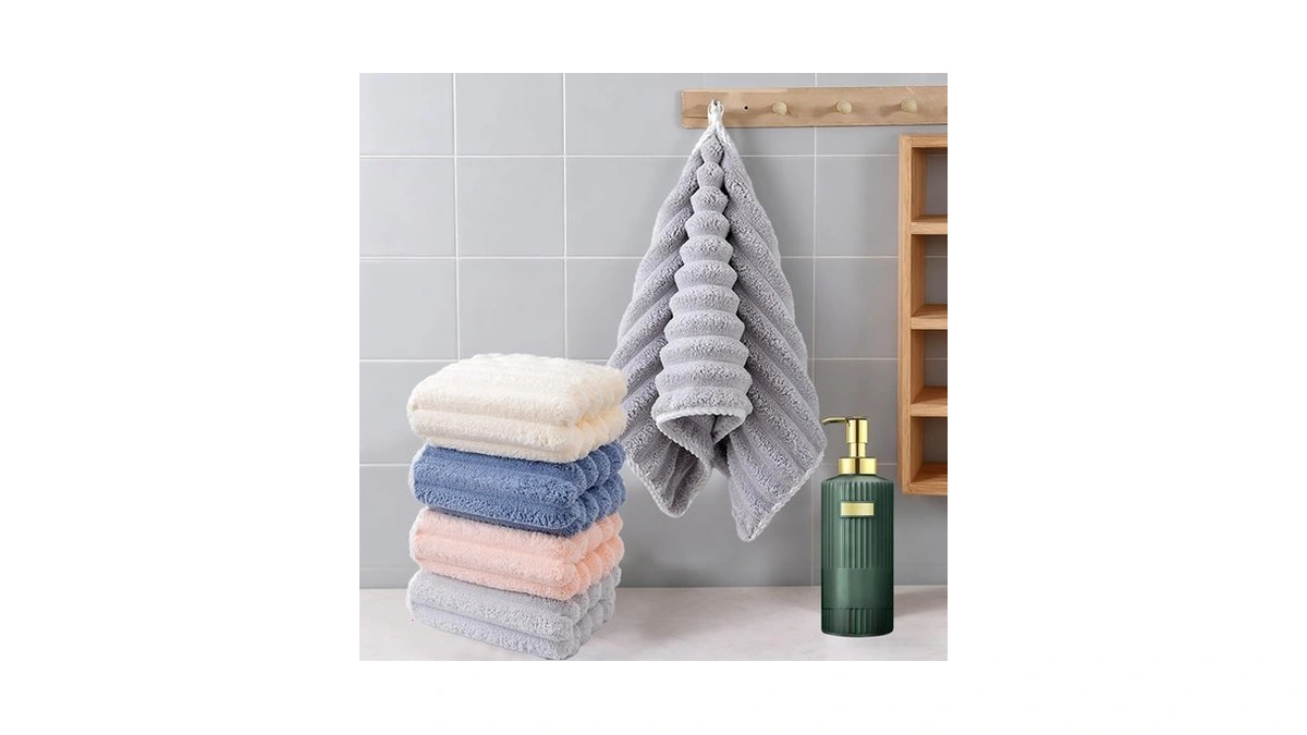 Soft Coral Velvet Hand Towels, Microfiber Washcloths For Bathroom (1