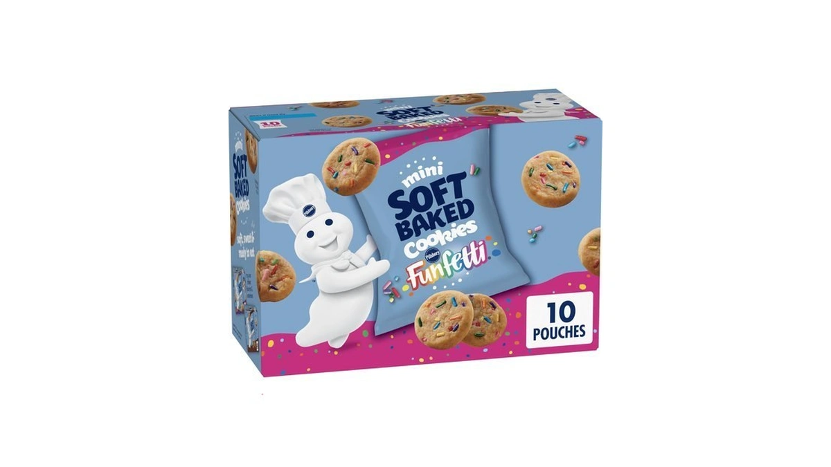 Pillsbury Mini Soft Baked Cookies, Funfetti, Snack Bags, 10 Ct,
