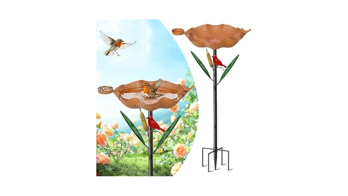 Bird Baths For Outdoors, Garden Flower Birdbath For Patio Yard