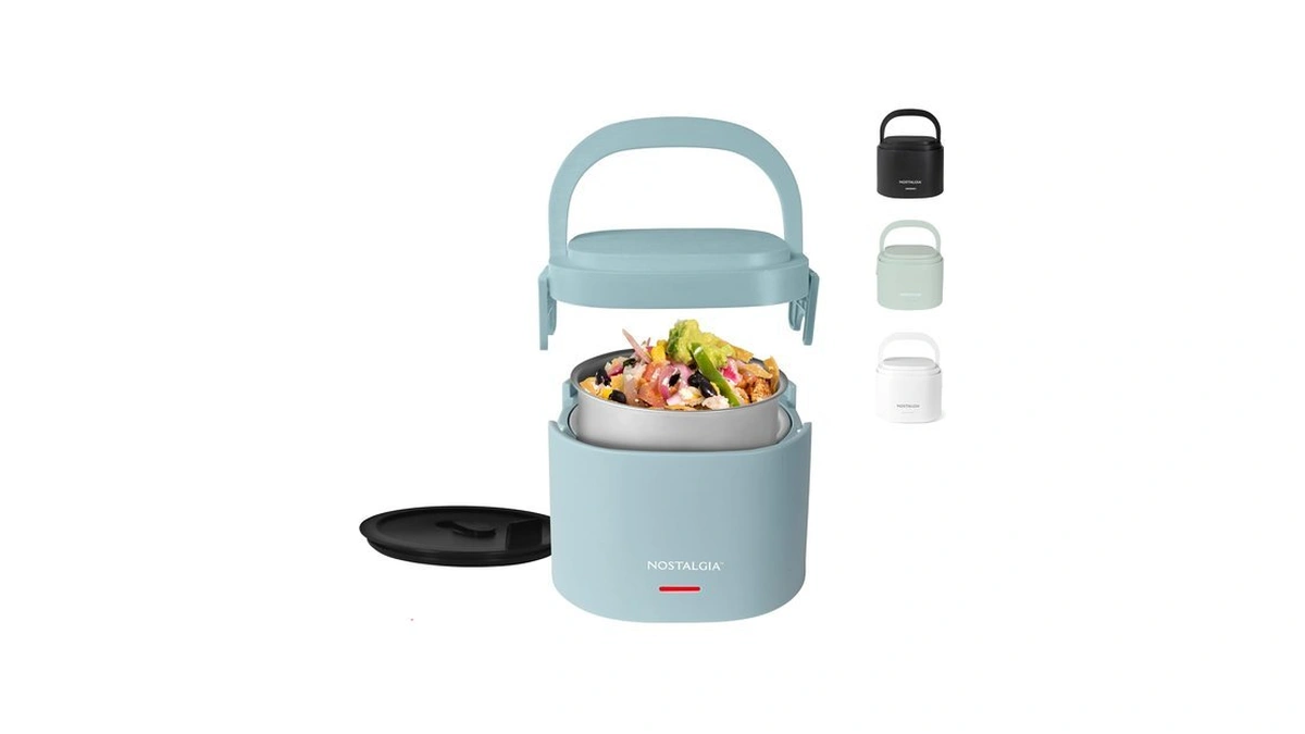 Nostalgia Portable 20-ounce Electric Heated Lunch Box – Travel Size