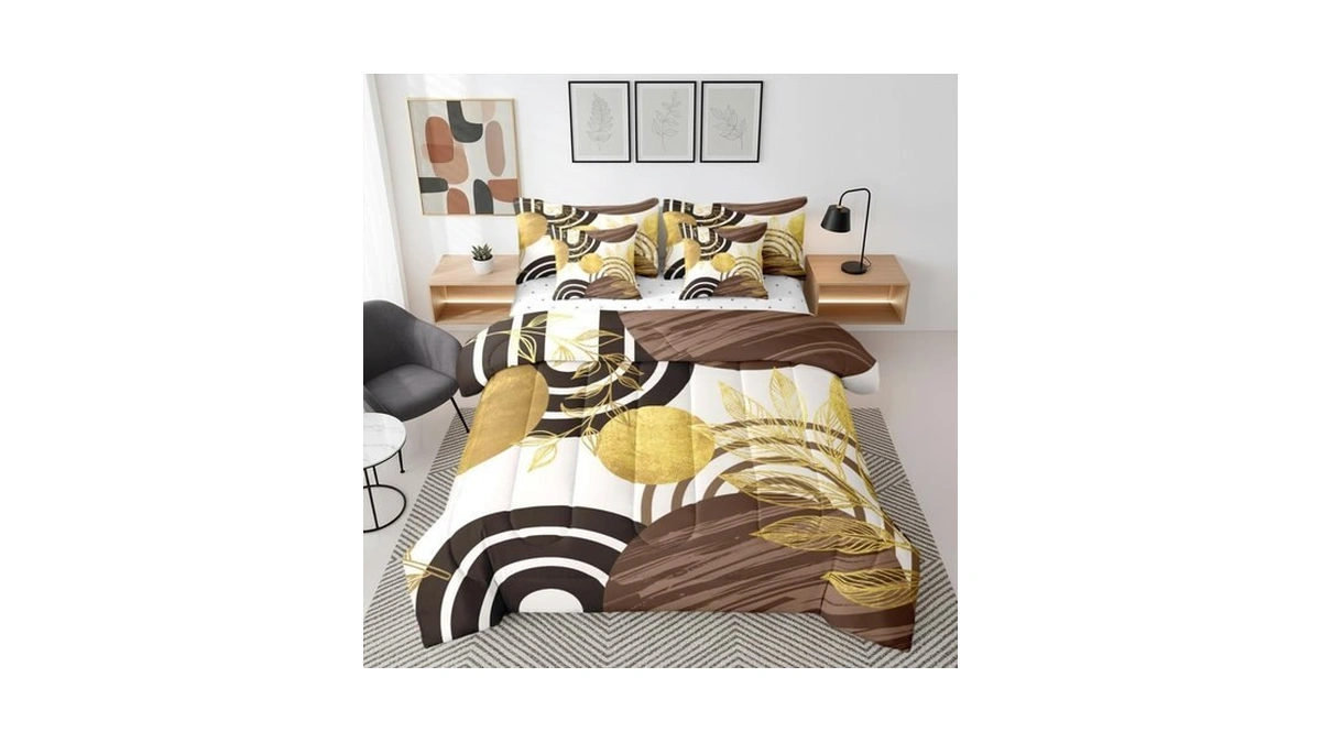 Erosebridal Modern Mid Century Comforter Set 7 Piece Queen Size