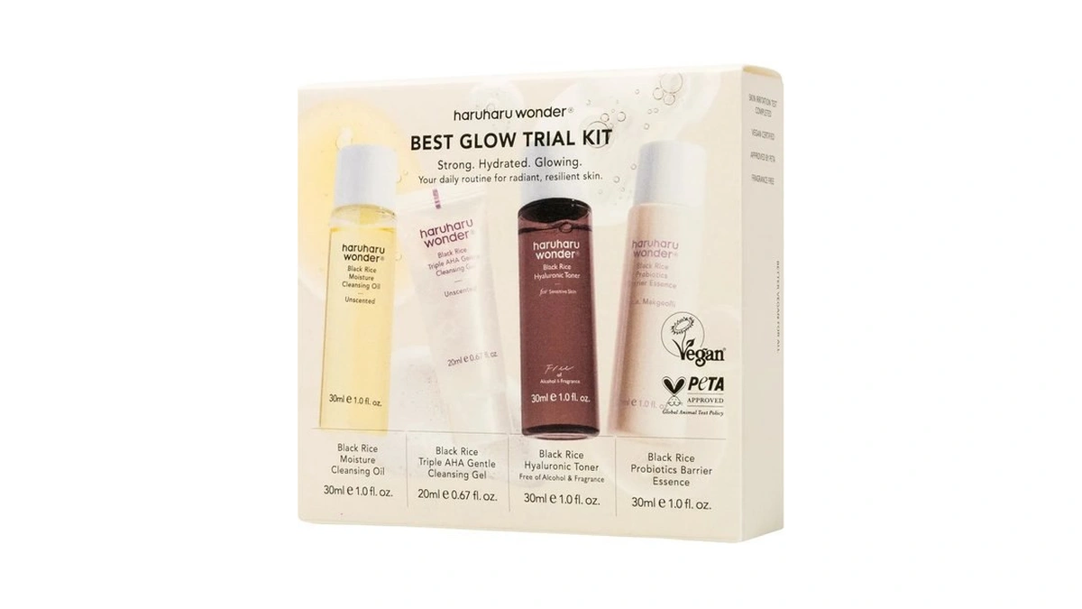Haruharu Wonder Best Glow Trial Kit, Skin Care Starter Set,