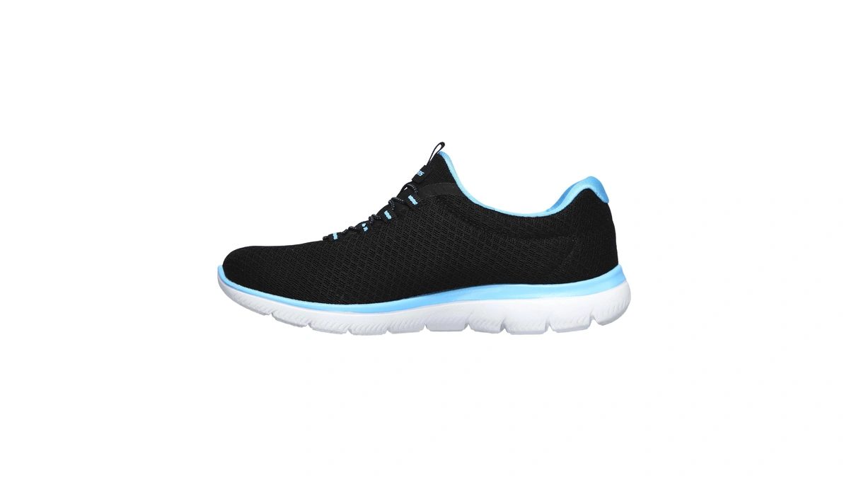 Skechers Sport Women's Summits Sneaker,black/turquoise,10 W Us