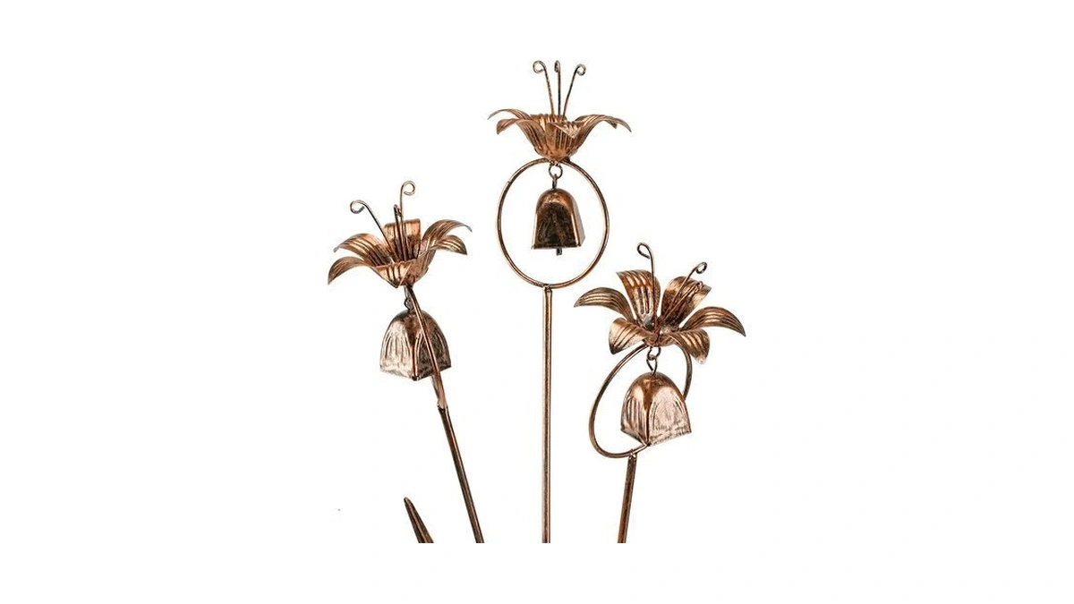 Wsgift Metal Bronze Calla Lily Flowers With Bells For Outdoor