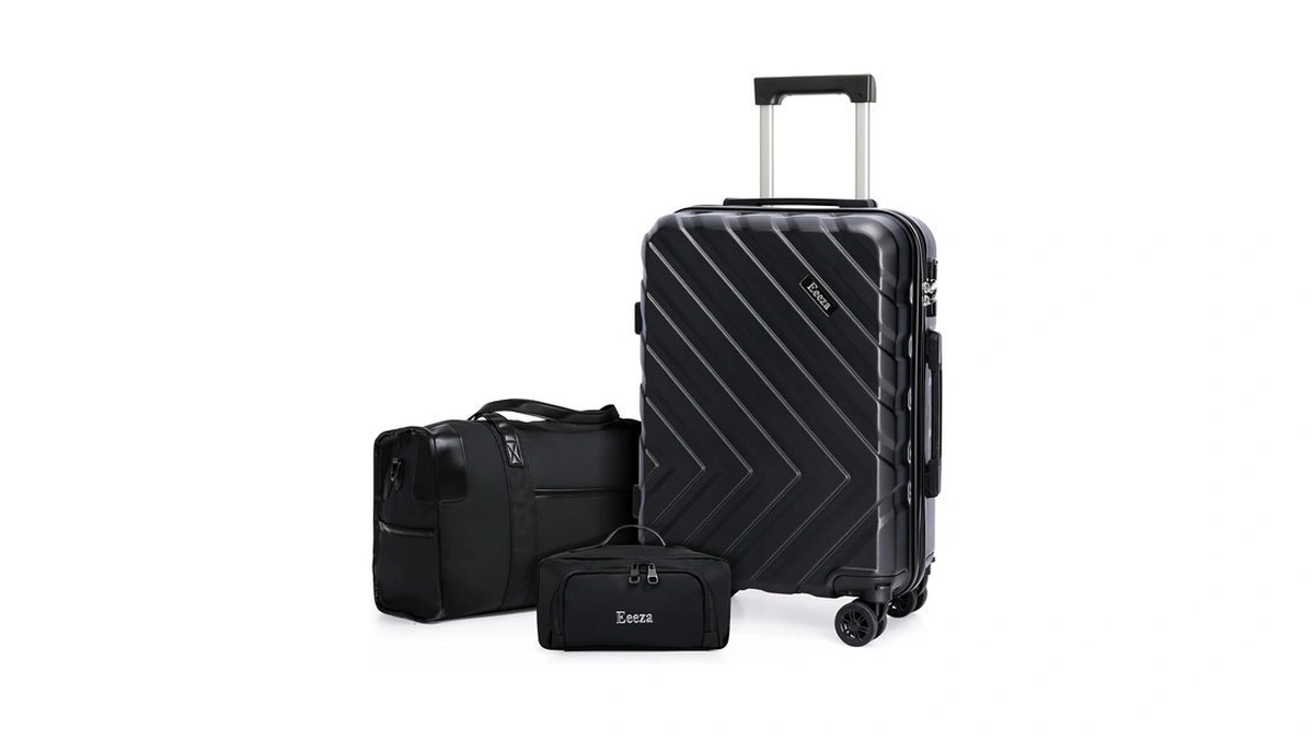 Eeeza 3-piece Luggage Sets With Spinner Wheels, Carry-on Luggage Black,20"