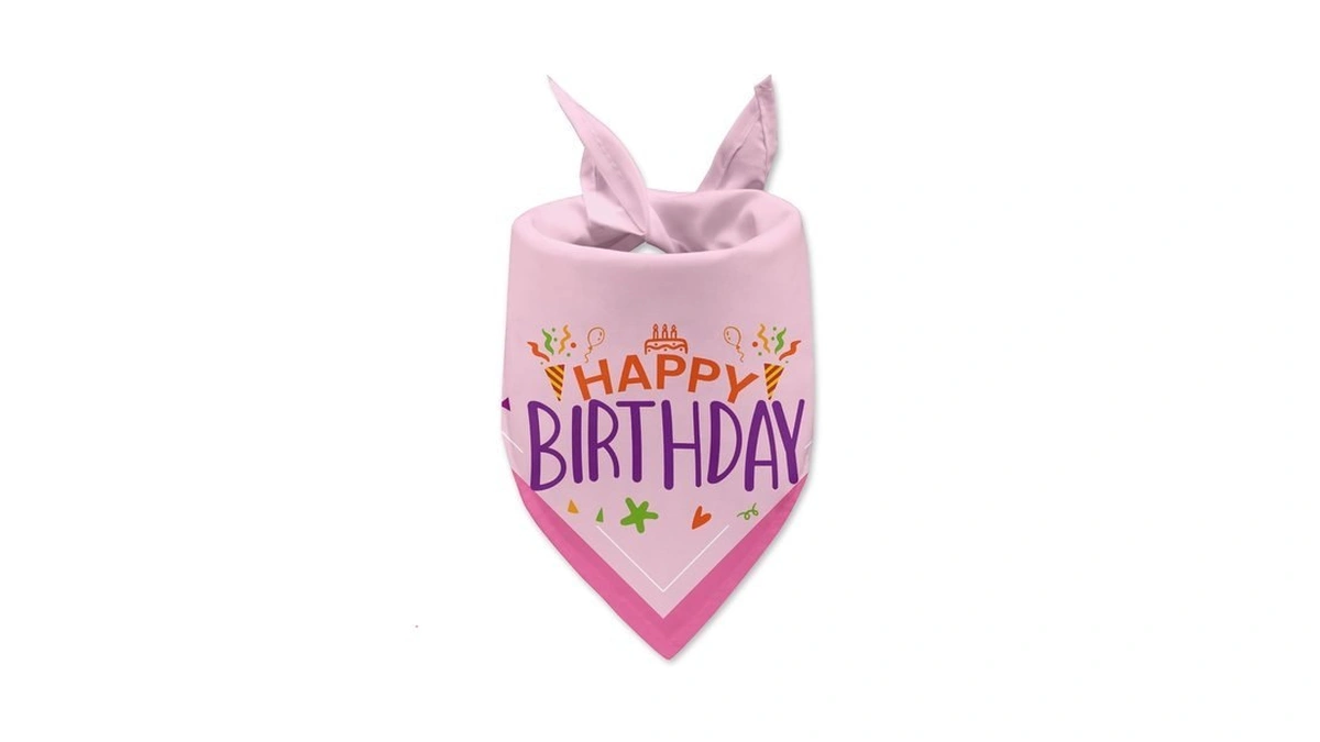 Happy Birthday Girl Boy Dog Bandana Adjustable Pet Scarf For