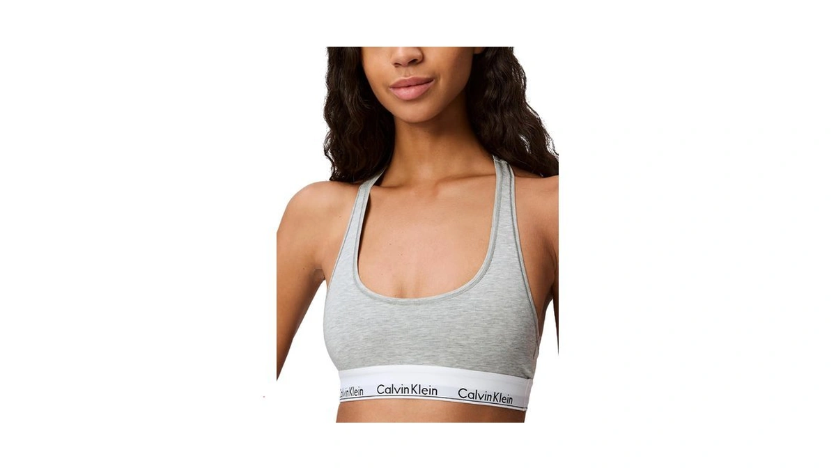 Calvin Klein Modern Cotton Unlined Wireless Bralette, Grey Heather, X-small