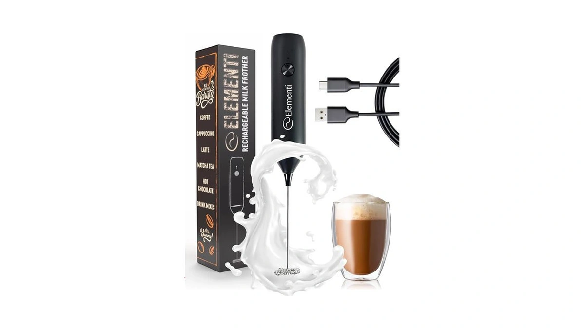 Elementi Milk Frother Wand Rechargeable Drink Mixer - Powerful Usb-c