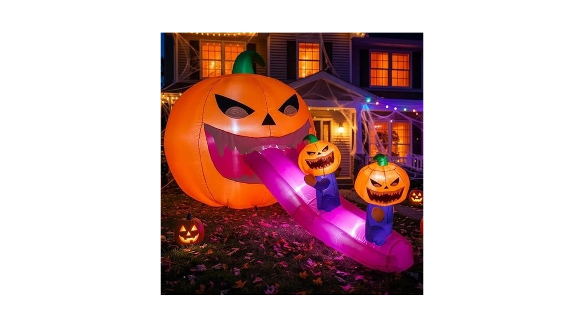 9ft Halloween Inflatables Pumpkin Outdoor Decorations, Blow Up Inflatable Giant