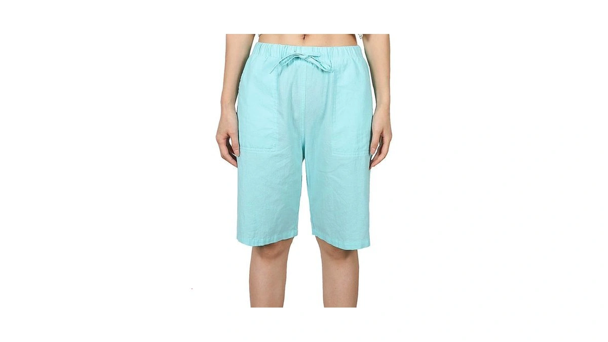Lisskolo Women's Drawstring Linen Bermuda Shorts For Women Elastic Waist