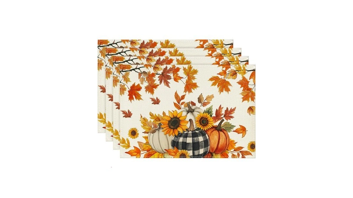 Artoid Mode Pumpkins Sunflowers Fall Placemats Set Of 4-12 X
