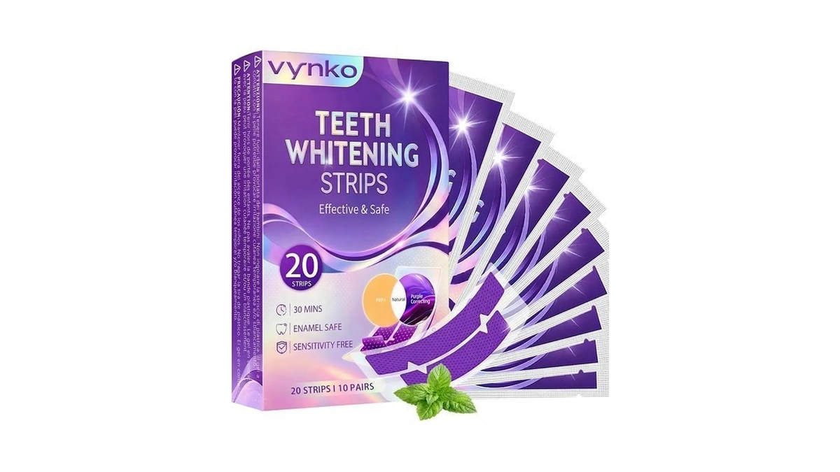 Purple Teeth Whitening Strips, Peroxide-free Stain Remover - 10 Treatments