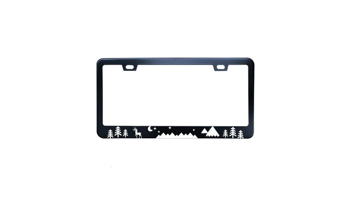 Black Mountains Forest Camping Stainless Steel License Plate Frame For
