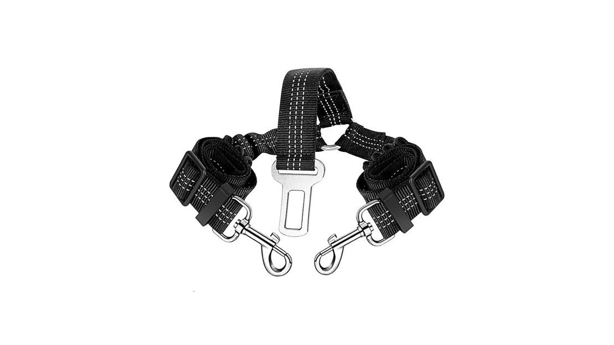 Dog Seat Belt For Car,pet Seatbelt Designed For Two Pets,black