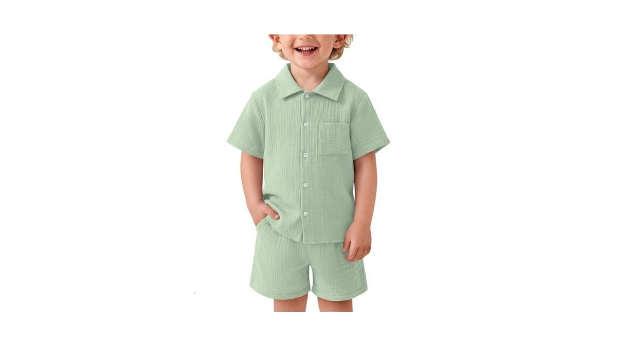 Mumucove Baby Boy's 2 Piece Cotton Sets, Light Gray Green,